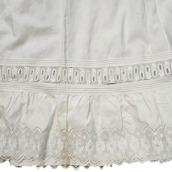 Antique c. 1905 white embroidered linen bodice skirt petticoat Volup - Picture 14 of 16